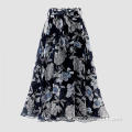 Women Casual Sweet Chiffon Flower Skirt with Belt
